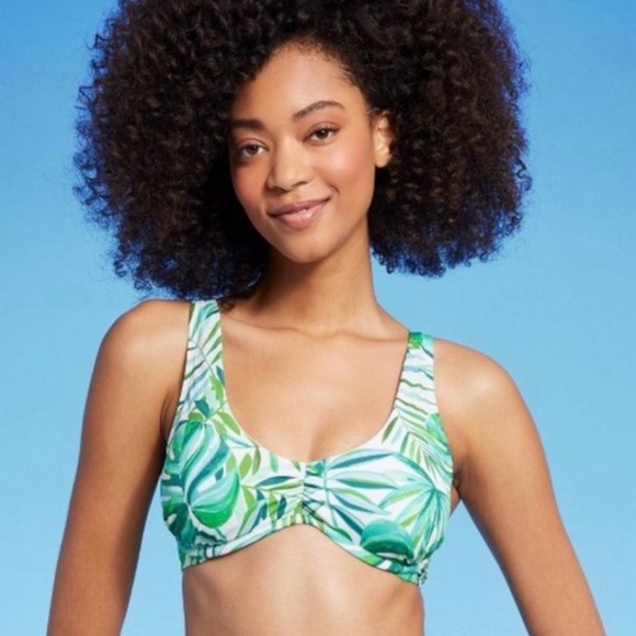 Shade & Shore - Tropical Leaf Print Bikini Top - Size 36DD - NWOT - Picture 4 of 4
